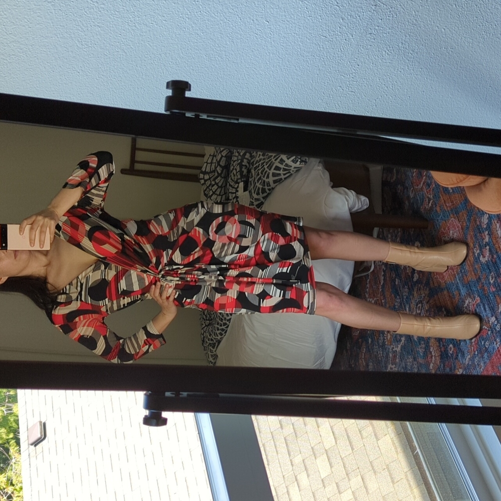 FEMME wrap-effect geometric dress